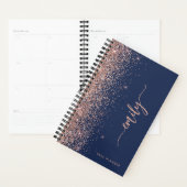 2025 gepersonaliseerde Navy Blue Roos Gold Glitter Planner (Display)