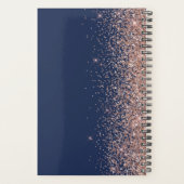 2025 gepersonaliseerde Navy Blue Roos Gold Glitter Planner (Achterkant)