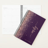 2025 Gepersonaliseerde Paarse Roos Gouden Glitter Planner (Display)
