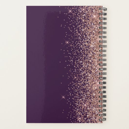 2025 Gepersonaliseerde Paarse Roos Gouden Glitter Planner (Achterkant)