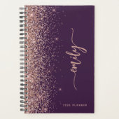 2025 Gepersonaliseerde Paarse Roze Goud Glitters Planner (Voorkant)