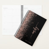 2025 Gepersonaliseerde Zwart Roos Gouden Glitter Planner (Display)