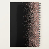 2025 Gepersonaliseerde Zwart Roos Gouden Glitter Planner (Achterkant)