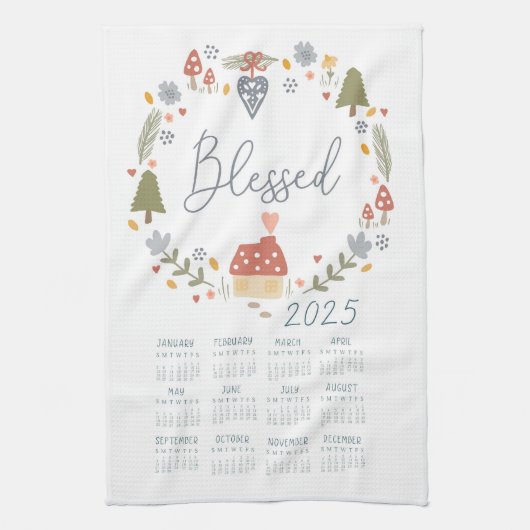 2025 Gezegende Theedoek Kalender Land Krans (Verticaal)
