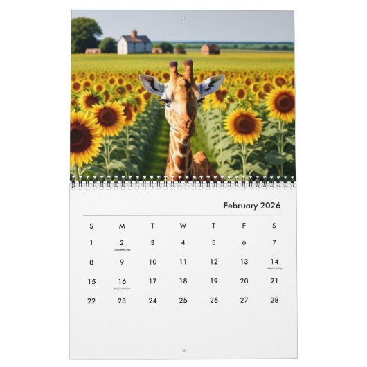 2025 Giraffes en zonnebloemen Kalender (Feb 2026)