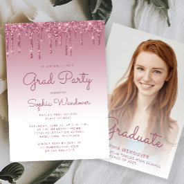 2025 Glam Bourgogne Glitter Drip Foto Afstuderen Kaart