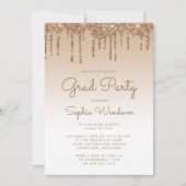 2025 Glam Gold Glitter Drip Foto Afstuderen Kaart (Voorkant)