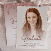 2025 Glam Roos Gouden Glitter Drip Foto Afstuderen Kaart