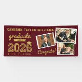 2025 Gold Afstuderen Sketch 3 Foto Afstudeerfeest Spandoek (Horizontaal)