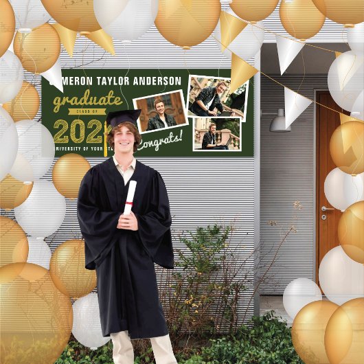 2025 Gold Afstuderen Sketch 3 Foto Afstudeerfeest Spandoek