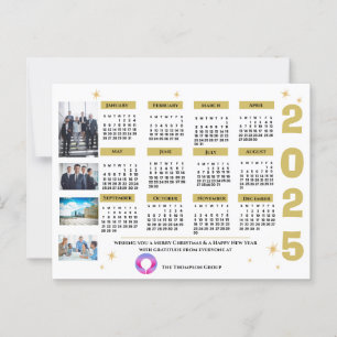 2025 Gold Corporate Calendar Kerst & Nieuwjaar Briefkaart