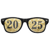 2025 Gold Glitter Nieuwjaarsfeest Retro Zonnebril (Voorkant)
