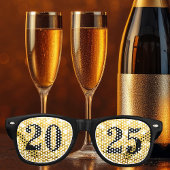 2025 Gold Glitter Nieuwjaarsfeest Retro Zonnebril
