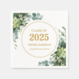 2025 Gold Greenery Modern Afstuderen Servet