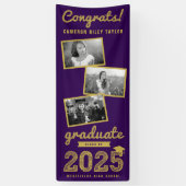 2025 Gold Sketch 3 Photo Collage Afstudeerfeest Spandoek (Verticaal)