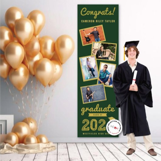 2025 Gold Sketch 5 Photo Collage Afstudeerfeest Spandoek