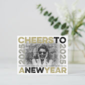 2025 Gold Typography Blokkeert Lijst Foto Feestdagenkaart (Staand voorkant)