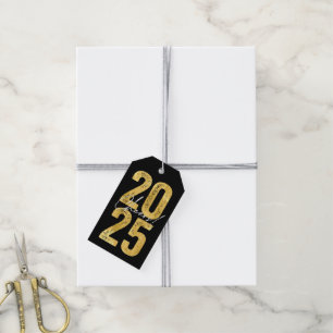 2025 Gold Typography Modern Nieuwjaar Cadeaulabel