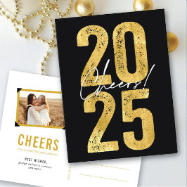 2025 Gold Typography Modern Nieuwjaar Feestdagenkaart