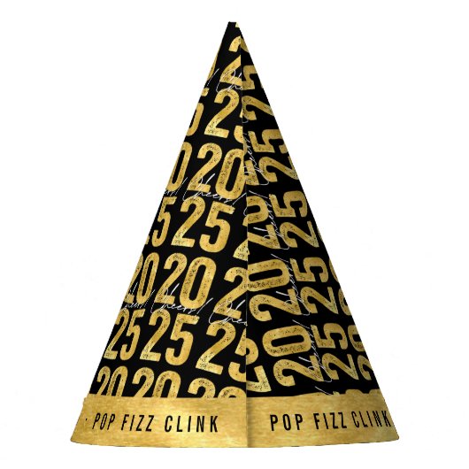 2025 Gold Typography Modern Nieuwjaar Feesthoedjes (Achterkant)