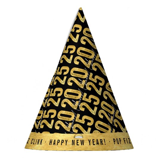 2025 Gold Typography Modern Nieuwjaar Feesthoedjes (Links)