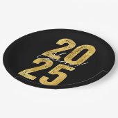 2025 Gold Typography Modern Nieuwjaar Papieren Bordje (Gekanteld)