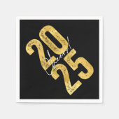 2025 Gold Typography Modern Nieuwjaar Servet (Voorkant)