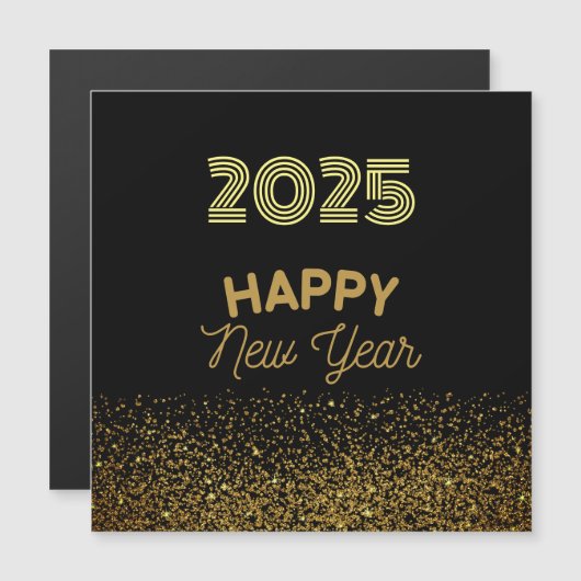 2025 - Golden&Black artistieke magnetische kaart (Voorkant / Achterkant)