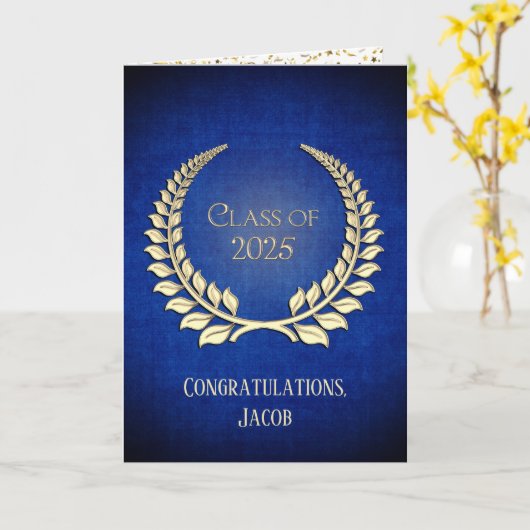 2025 Gouden Afstuderen Laurel Krans Kaart (Gele Bloem)