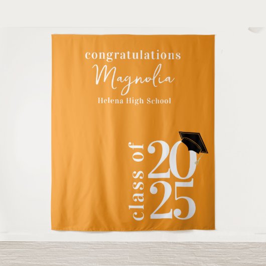 2025 Graduation Cap Banner Achtergrond Wandkleed (Voorkant)