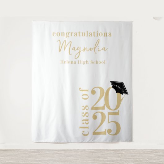 2025 Graduation Cap Banner Achtergrond Wandkleed (Voorkant)