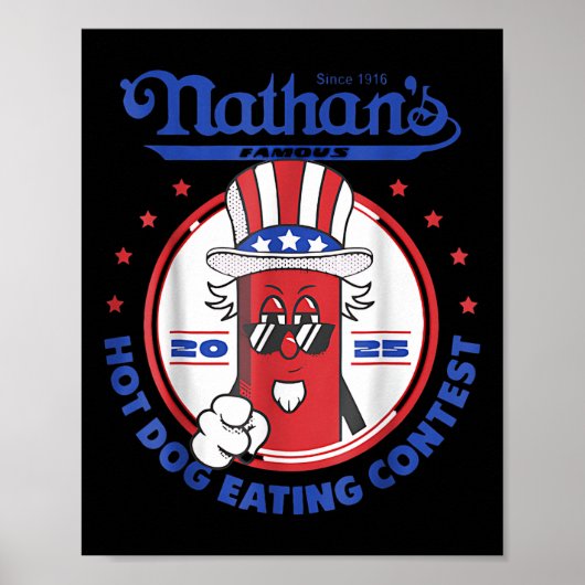 2025 Grappige Nathans Famous 2025 Hotdog Eet Cont Poster (Voorkant)