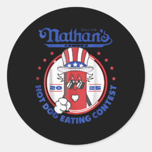 2025 Grappige Nathans Famous 2025 Hotdog Eet Cont Ronde Sticker