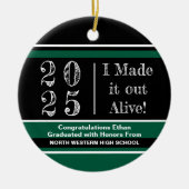 2025 Green and Black Photo Graduation Keramisch Ornament (Voorkant)