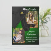 2025 Green Black Tassel Charm College Afstuderen Kaart (Staand voorkant)