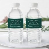 2025 Green White Script Pet Afstuderen Waterfles Etiket