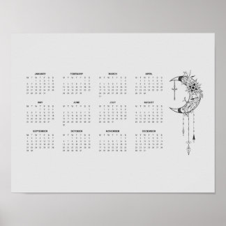 2025 Grijze Maan Kalender Poster