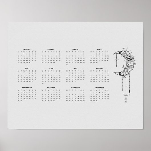 2025 Grijze Maan Kalender Poster (Voorkant)
