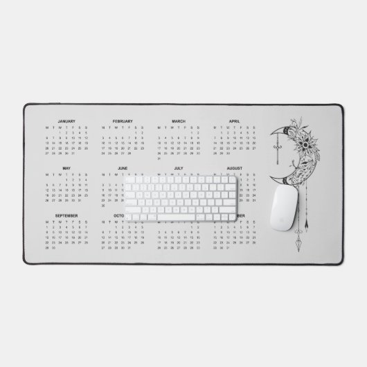 2025 Grijze Maankalender Bureaumat (Keyboard & Muis)