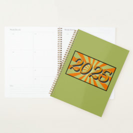 2025 Groen met Oranje Sunburst Planner