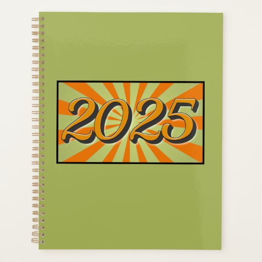 2025 Groen met Oranje Sunburst Planner (Voorkant)