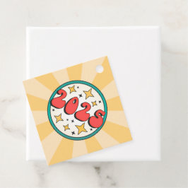 2025 Groovy Retro mollige tekst en sterren Bedankjes Labels