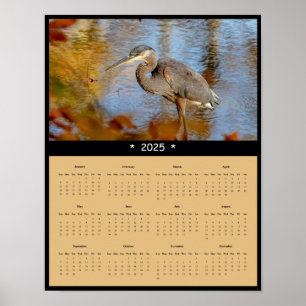 2025 Grote Blauwe Reiger Muurkalender Poster