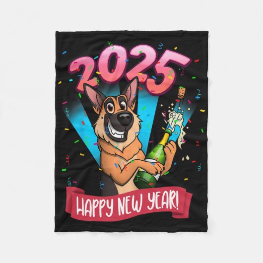 2025 Happy New Year German Shepherd Edition Fleece Deken (Voorkant)