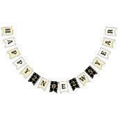 2025 Happy New Year Party Faux Gold Stars Stripes Vlaggetjes (Alle)