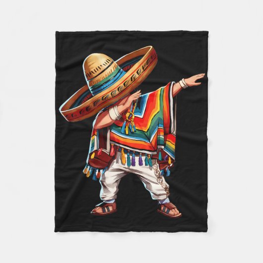 2025 Happy Party Mexicaanse jongen Dabbing Poncho Fleece Deken (Voorkant)