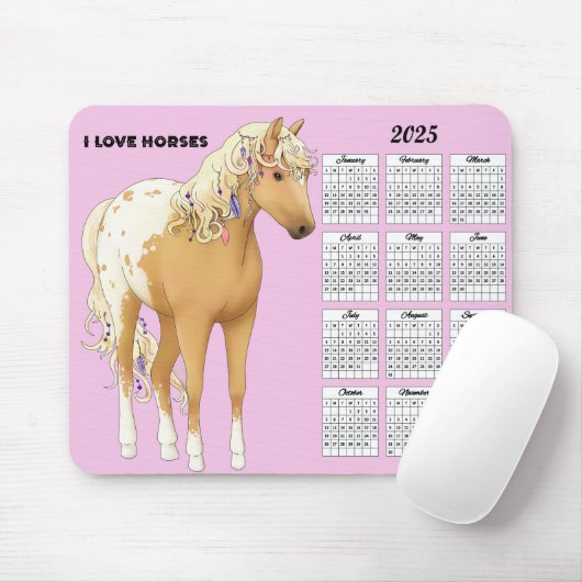 2025 I Love Horses Calendar Muismat (Met muis)