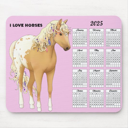 2025 I Love Horses Calendar Muismat (Voorkant)