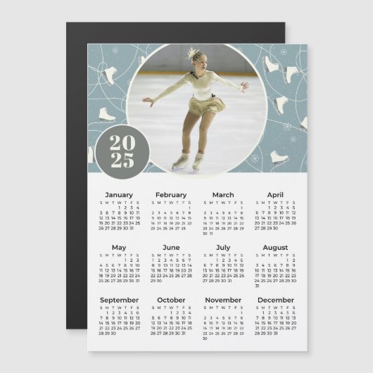 2025 Ice Schaatsen aangepaste foto magnetische kal (Voorkant / Achterkant)