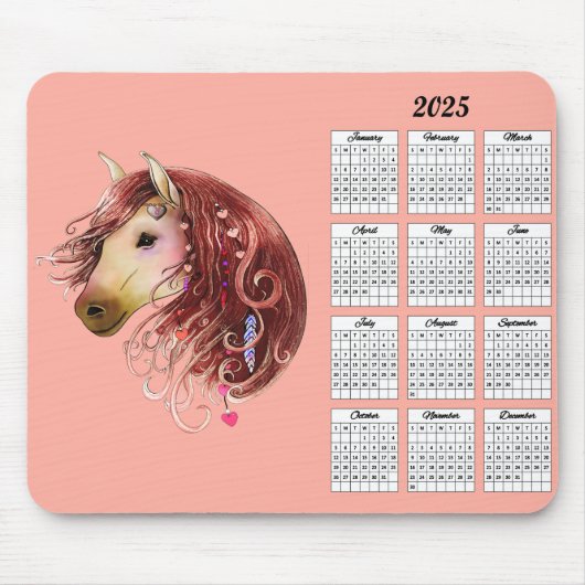 2025 Indiase Liefde Paard Kalender Muismat (Voorkant)